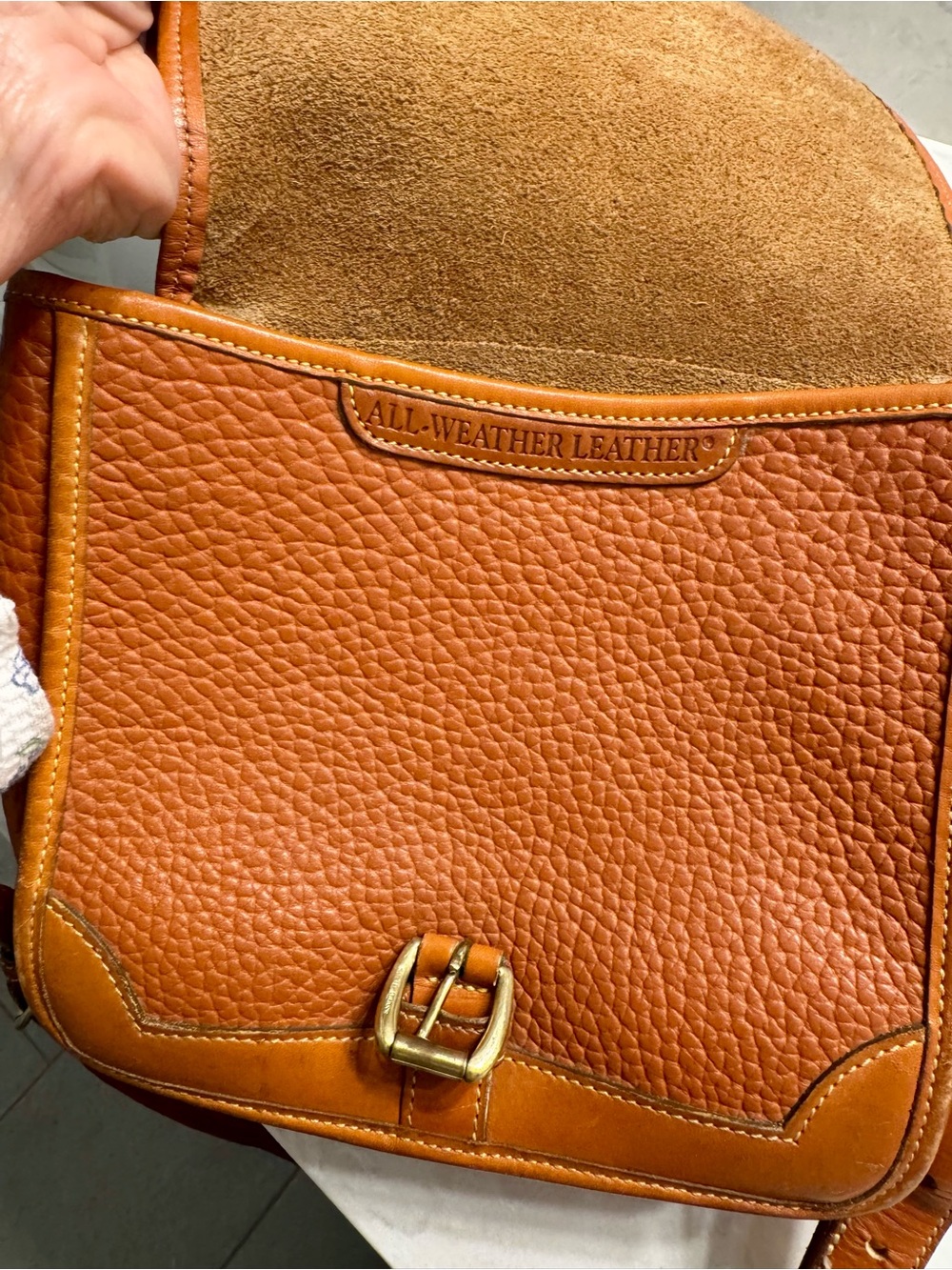 Vintage Dooney & Bourke Brown Leather Pebbled Crossbody Buckle Closure Purse Bag - Picture 10 of 14